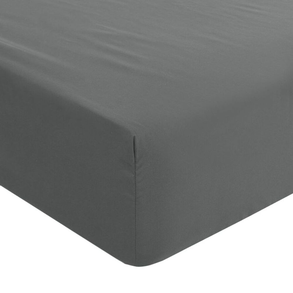 Microfiber Fitted Sheet Mattress Protector Solid Bed Cover Queen Dark Gray